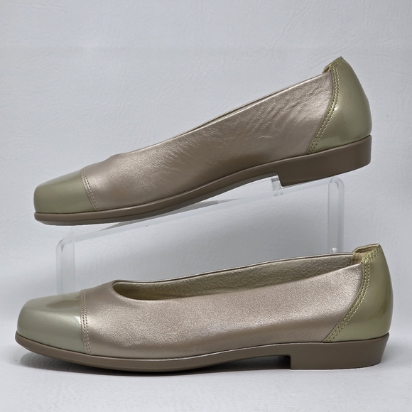 SAS SCENIC Champagne Leather Cap Toe Tripad Comfort Ballet Flat Shoe Size 9.5M - Picture 3 of 11